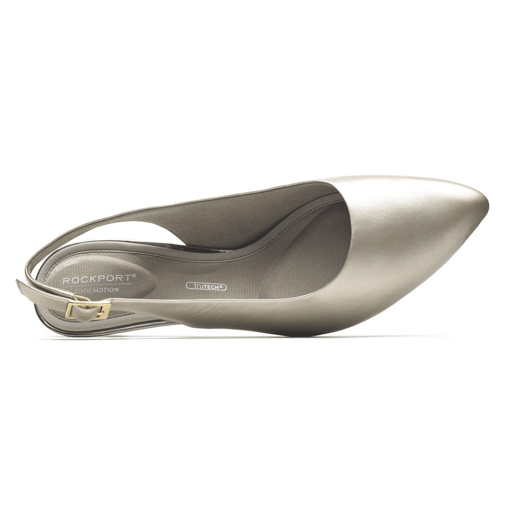 Rockport Womens Pumps Silver - Total Motion Kaiya Slingback - UK 340-KZIHSN